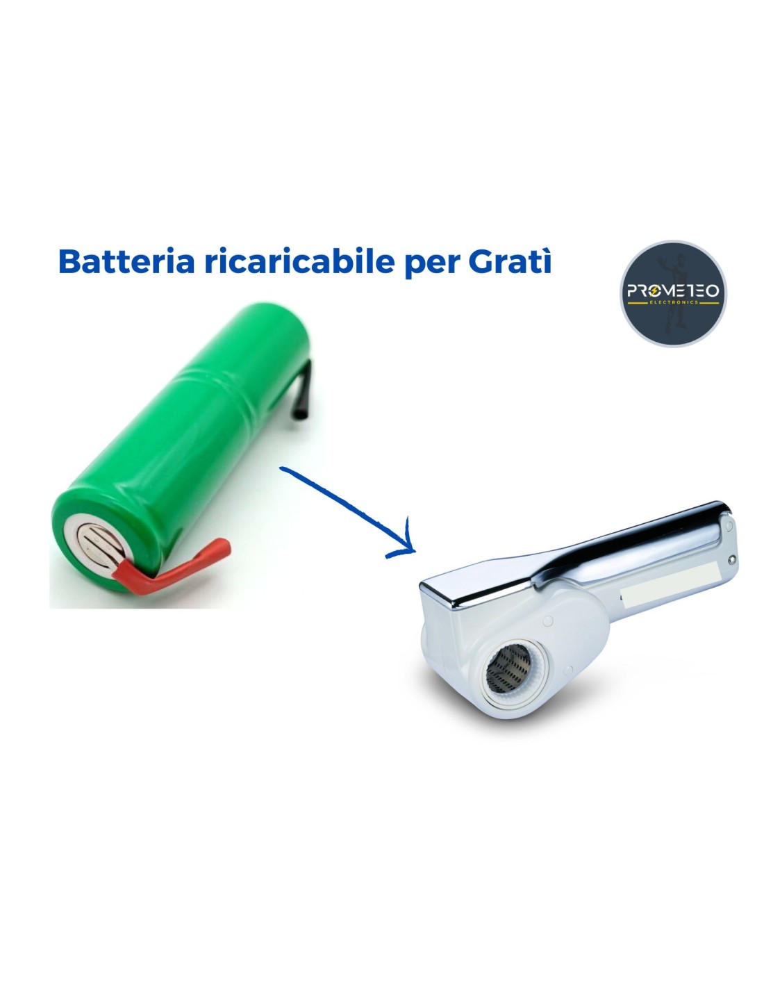 Batteria ricaricabile compatibile per Grati' Ariete grattugia elettrica  NiMH 2200mA 2.4V con lamelle a saldare