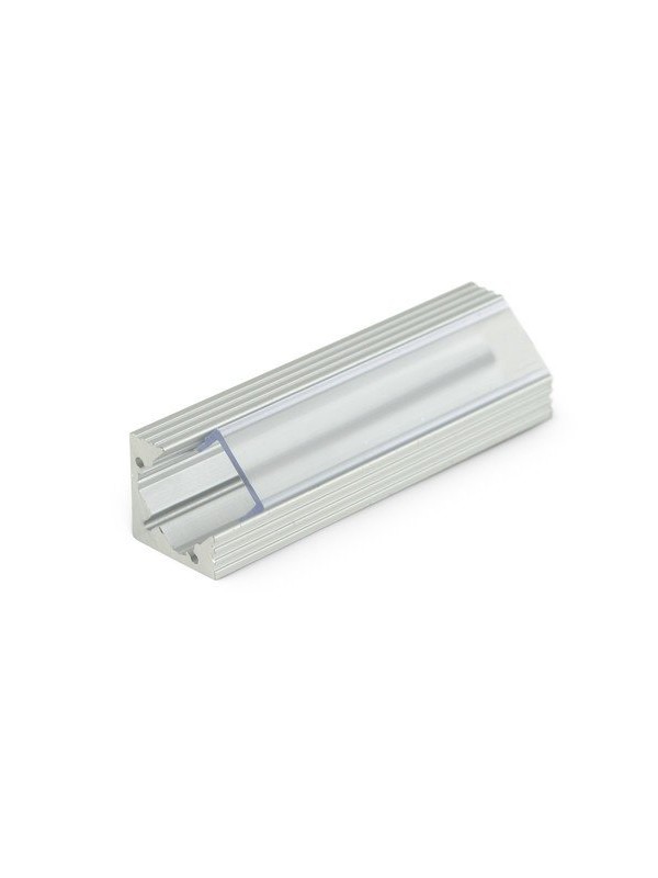 Profilo in alluminio anodizzato argento ad angolo con copertura in PC trasparente piana - 2m