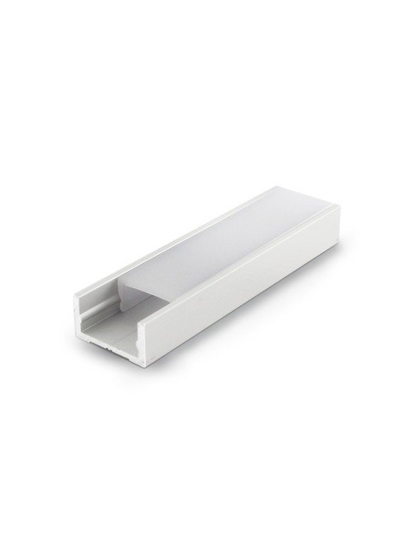 Profilo in alluminio anodizzato argento con copertura in PC opaca piana - 2m