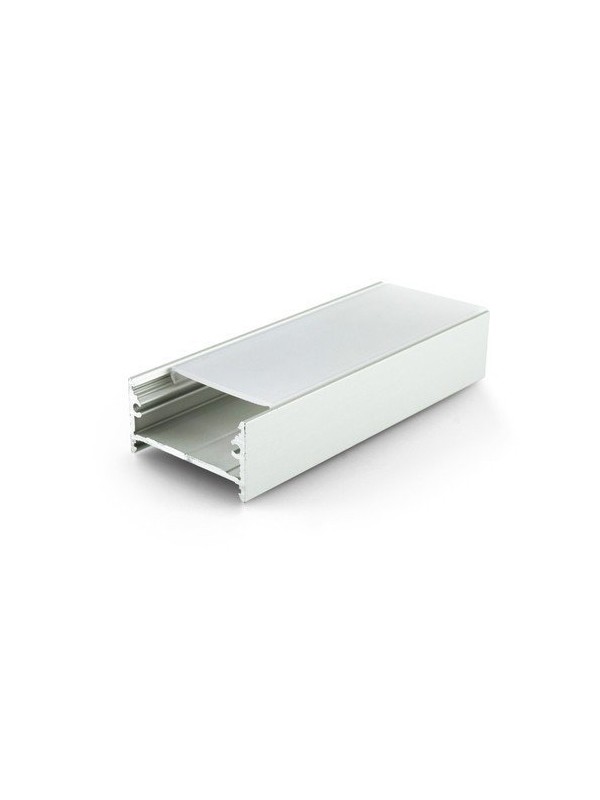 Profilo in alluminio anodizzato argento con copertura in PC opaca piana - 2m