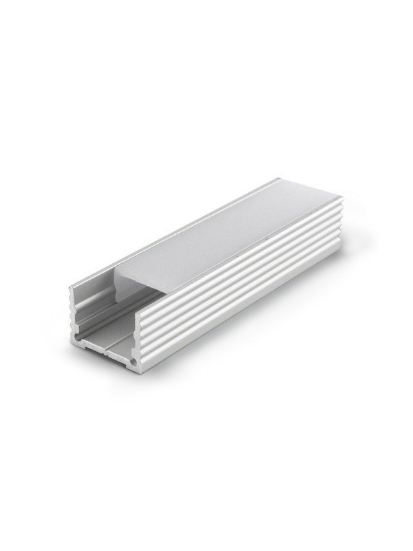Profilo in alluminio anodizzato argento con copertura in PC trasparente piana - 2m