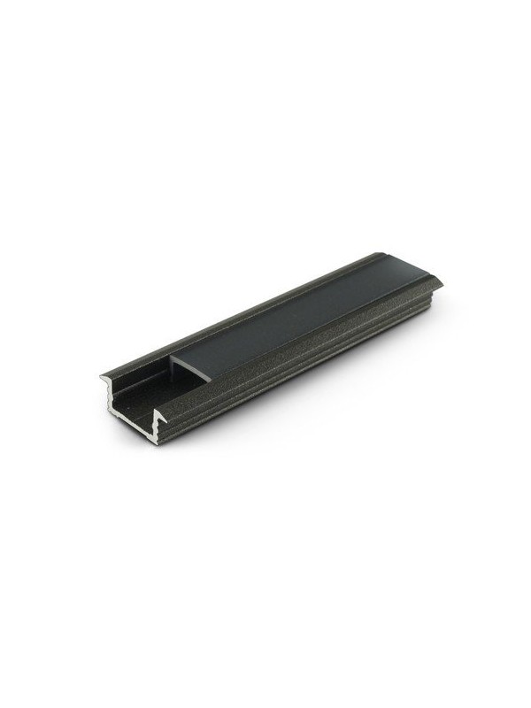 Profilo in alluminio verniciato nero da incasso con copertura in PMMA nera piana - 2m