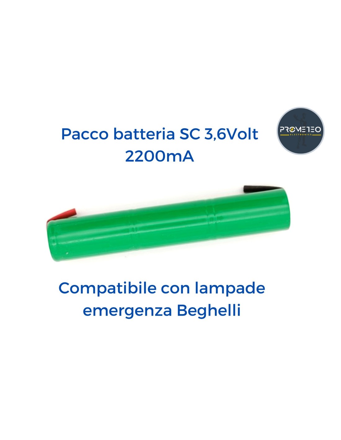 Pacco batteria 3 celle sub C 3XSC Ni-Mh 3,6V 2200mAh Compatibile con lampada  emergenza Beghelli
