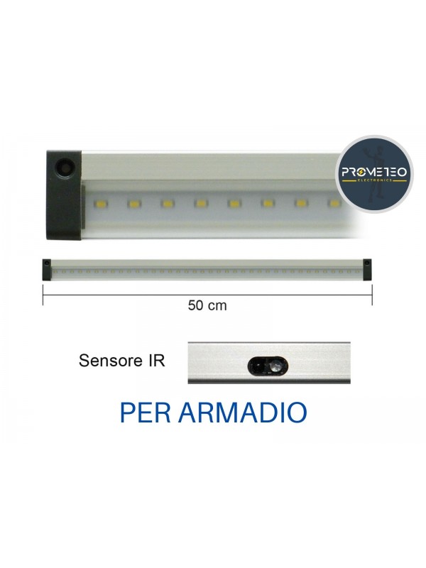 Barra Led con sensore Pir / Touch 100cm per armadio 10W 800 Lumen 4000K 12V