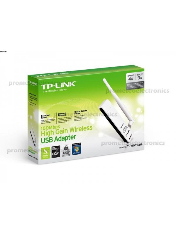 Adattotore Usb Wireless Con Antenna Amplificata  N 150 Mbps Tp-link Wn722n Colore Bianco