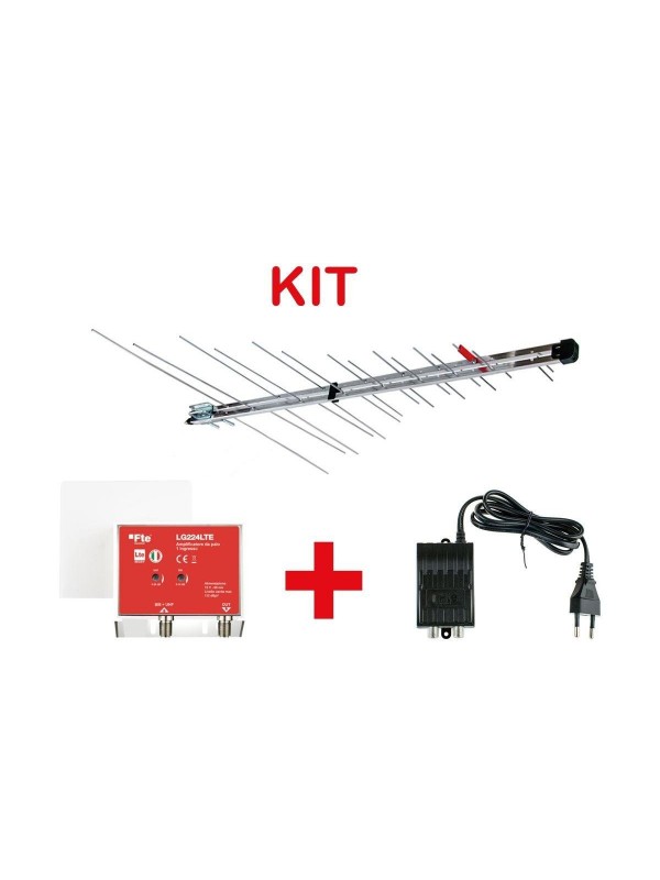 Kit Antenna Log 345 Lte Biii+uhf 30 Elementi + Amplificatore 22db + Alimentatore