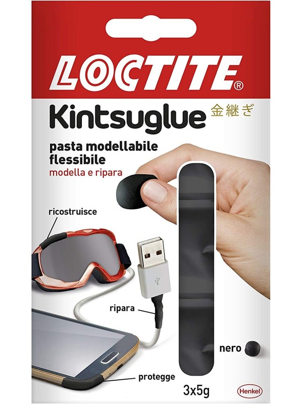 Loctite, 2239174, Kintsuglue pasta adesiva modellabile e flessibile, Colore Nero