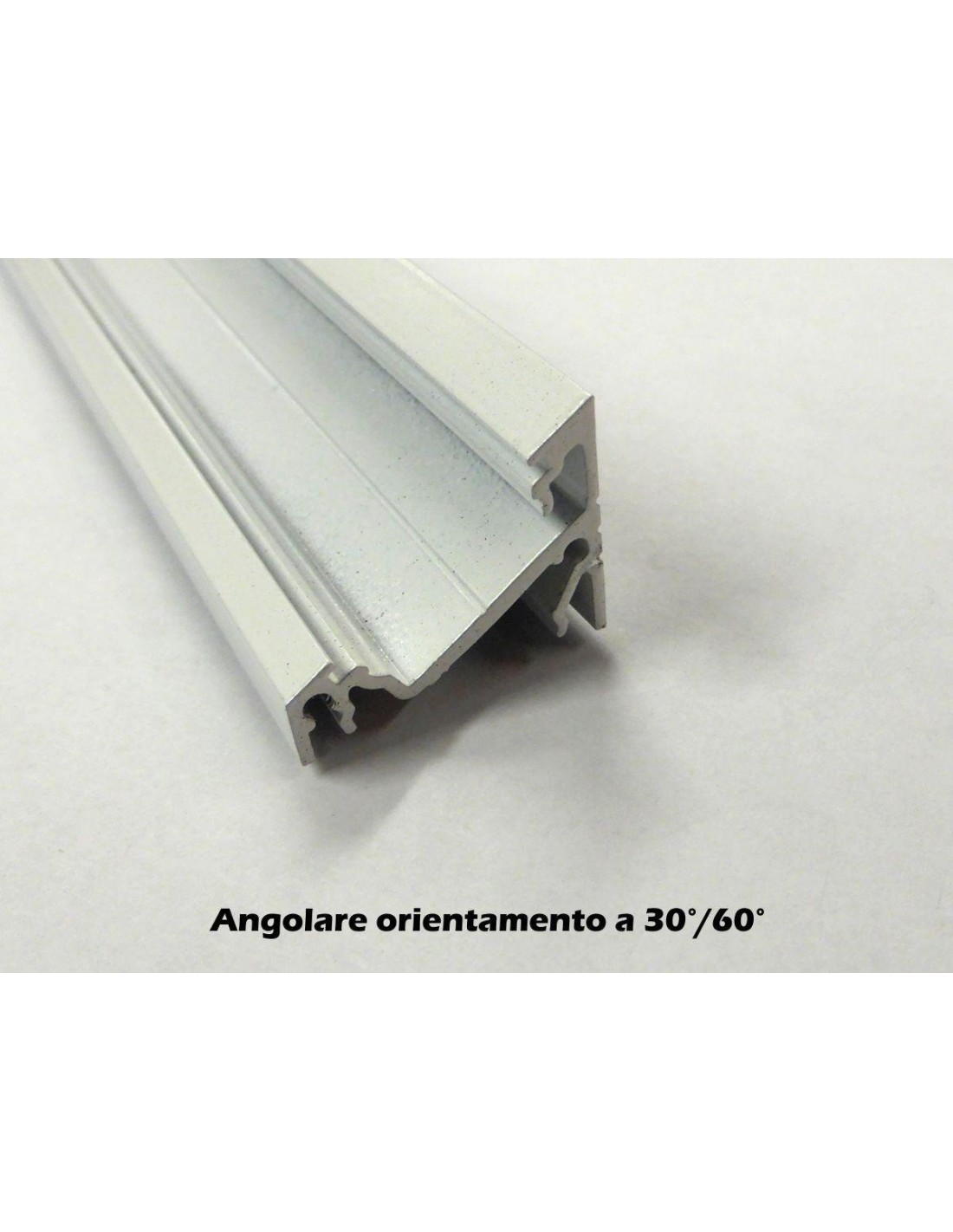 Profilo Alluminio 2mt Angolare Bianco 30°/60° X Strip Led + Cover Opaco +  Staffe + Terminali