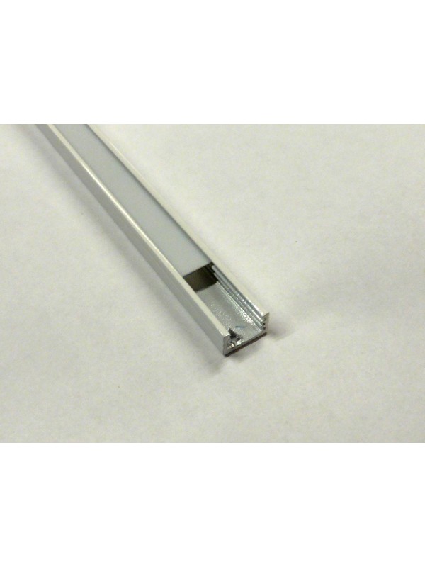 Profilo Alluminio 2mt Colore Bianco Slim X Strip Led + 2 Cover, Staffe E Terminali Larghezza 12mm