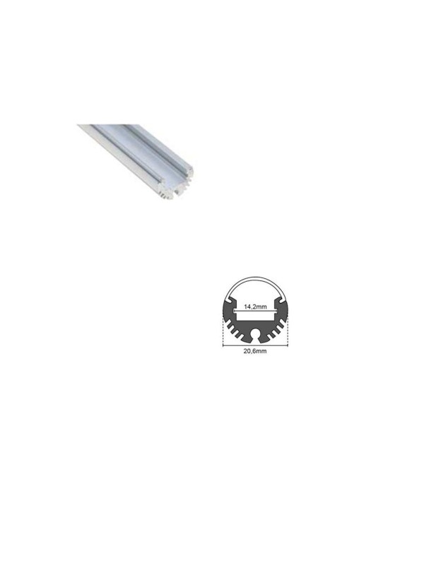 Profilo Alluminio Tubolare Senza Cover D. 20,6mm Incavo 14,2mm