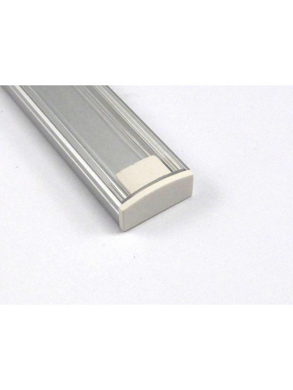 Profilo In Alluminio 2mt  Da Esterno Per Strisce Led + Cover Trasparente + Terminali + Clip E Viti Fissaggio