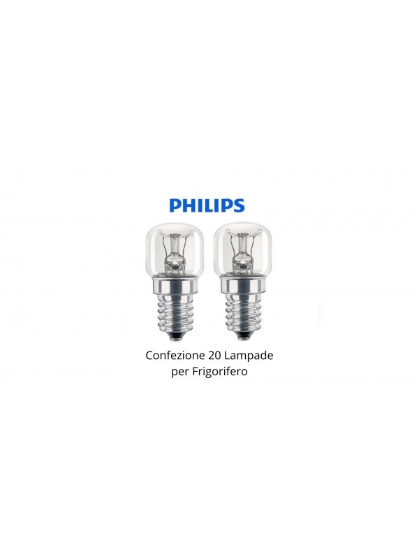Confezione 20 Lampade Frigorifero Philips E14 15w per Frigo Peretta 57x25mm 