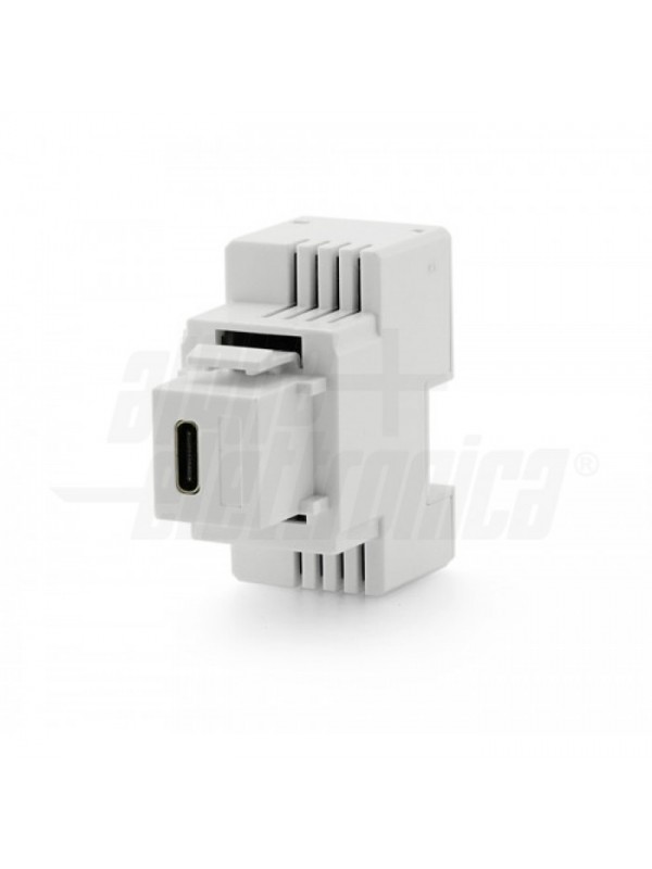 Caricatore USB-C 18W - 1 porta Power Delivery - da incasso con aggancio Keystone - Bianco
