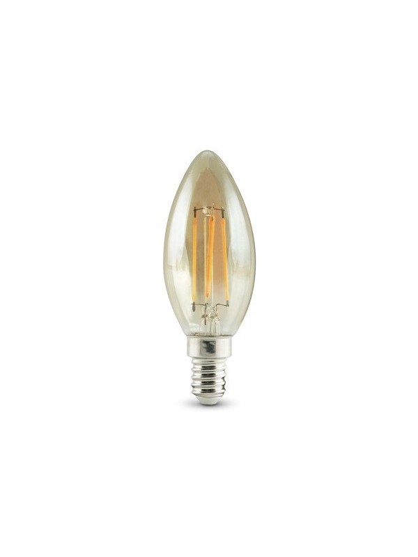Lampada a filamento led candela - 230Vac - E14 - 4,5W - Ambrata - Bianco caldo