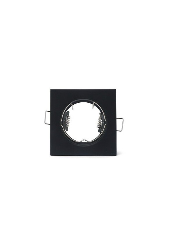 Supporto quadrato  nero per lampada led - Con graffetta - 76x76mm - Attacco NON incluso